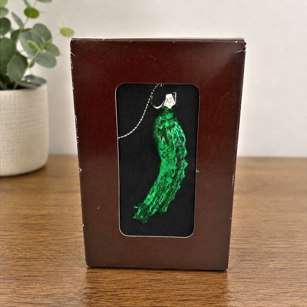 Victorian Trading Co Glass Christmas Pickle Tree Ornament Green German Tradition